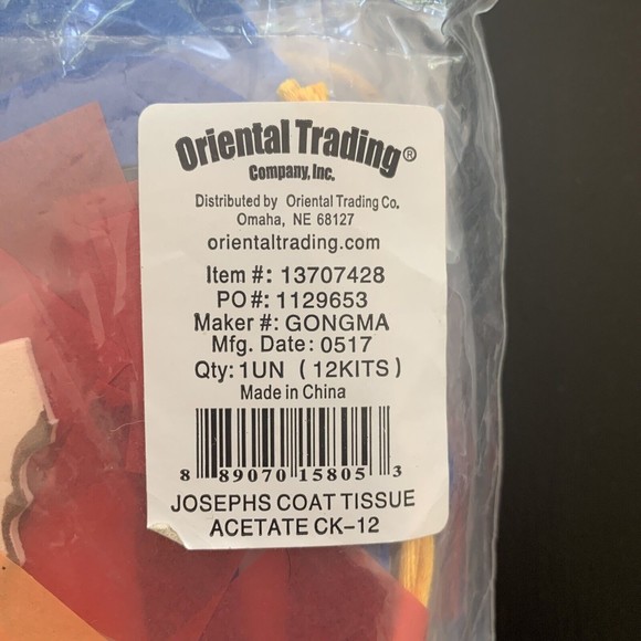 Joseph‘s Coat Tissue Paper Craft VBS 24 sealed kits: Oriental Trading Co - Picture 4 of 7